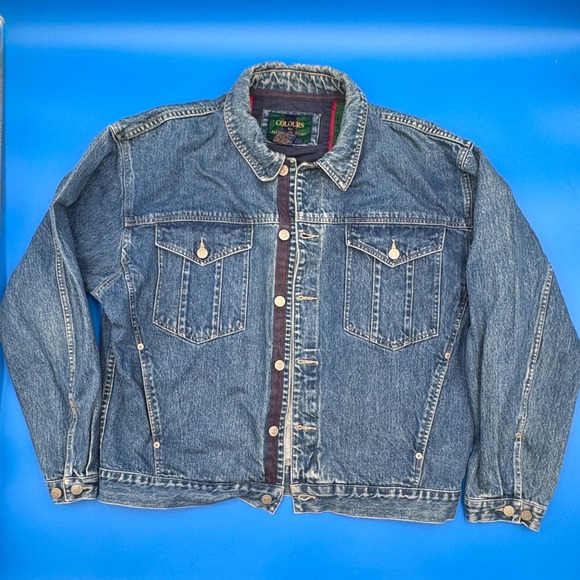 Vtg. COLOURS by ALEXANDER JULIAN Mens Denim Jacket Blue Button Front L G Classic
